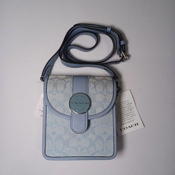 NWT Coach C8321 North/South Lonnie Crossbody In Signature Jacquard Marble Blue - Picture 1 of 3
